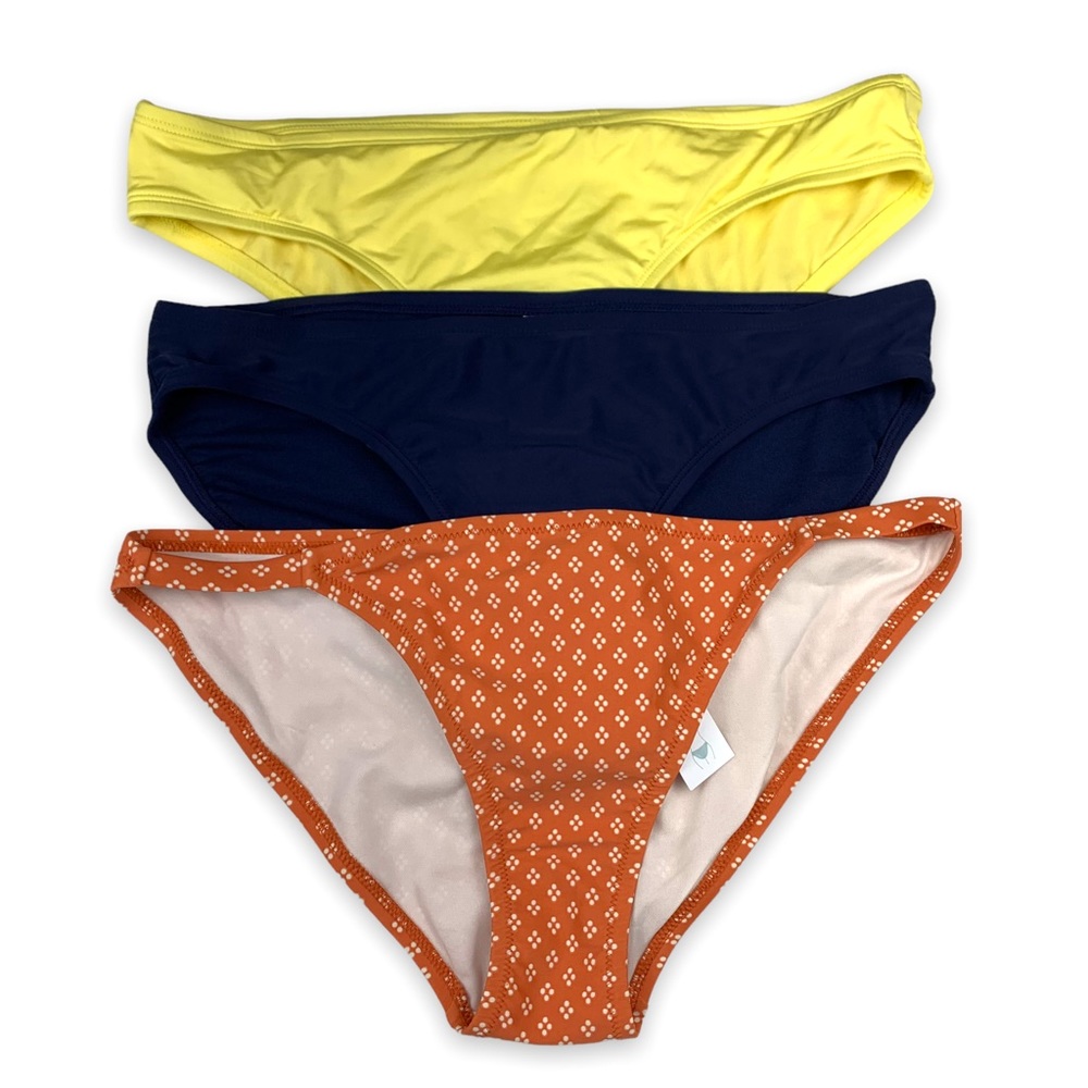 Kona Sol Yellow, Navy & Rust Floral Bikini Bottoms (3-Pack)